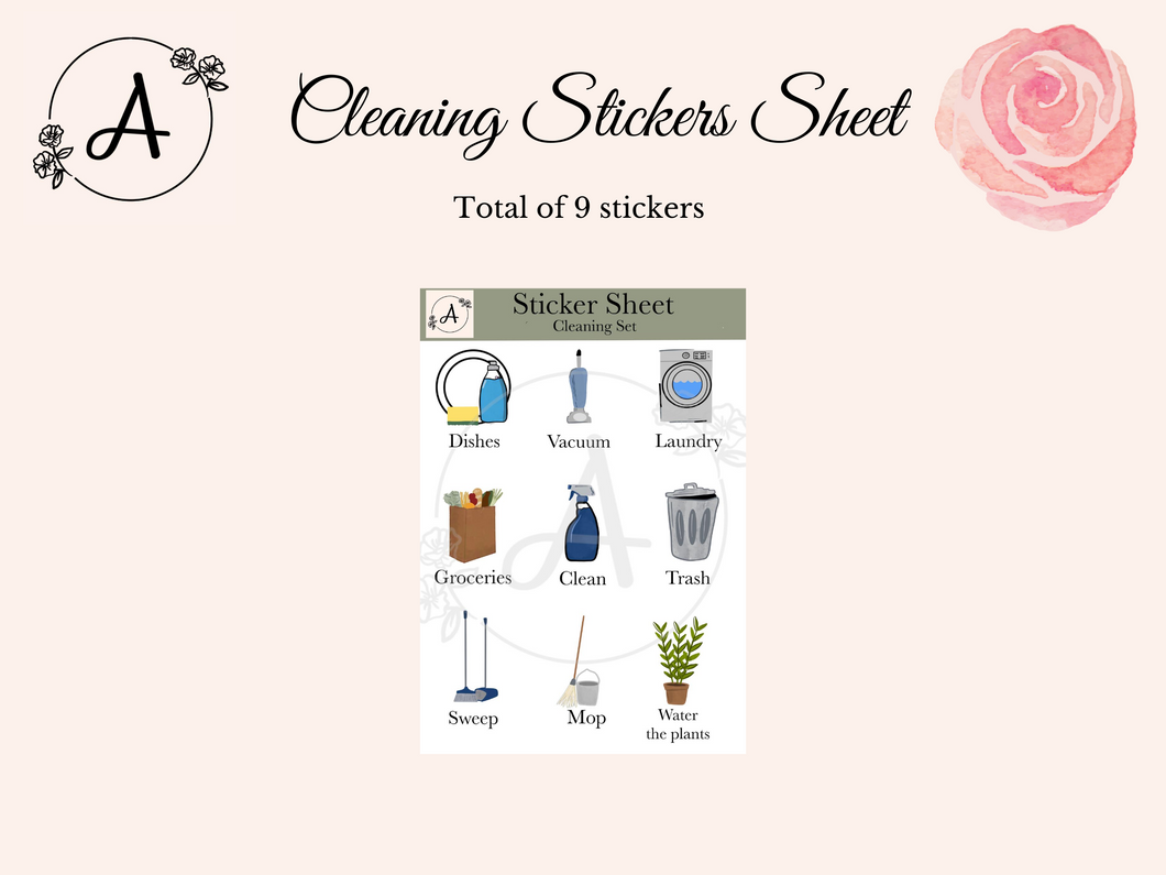 Digital Cleaning Sticker Sheet