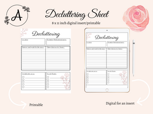 Decluttering Sheet Digital Insert/Printable