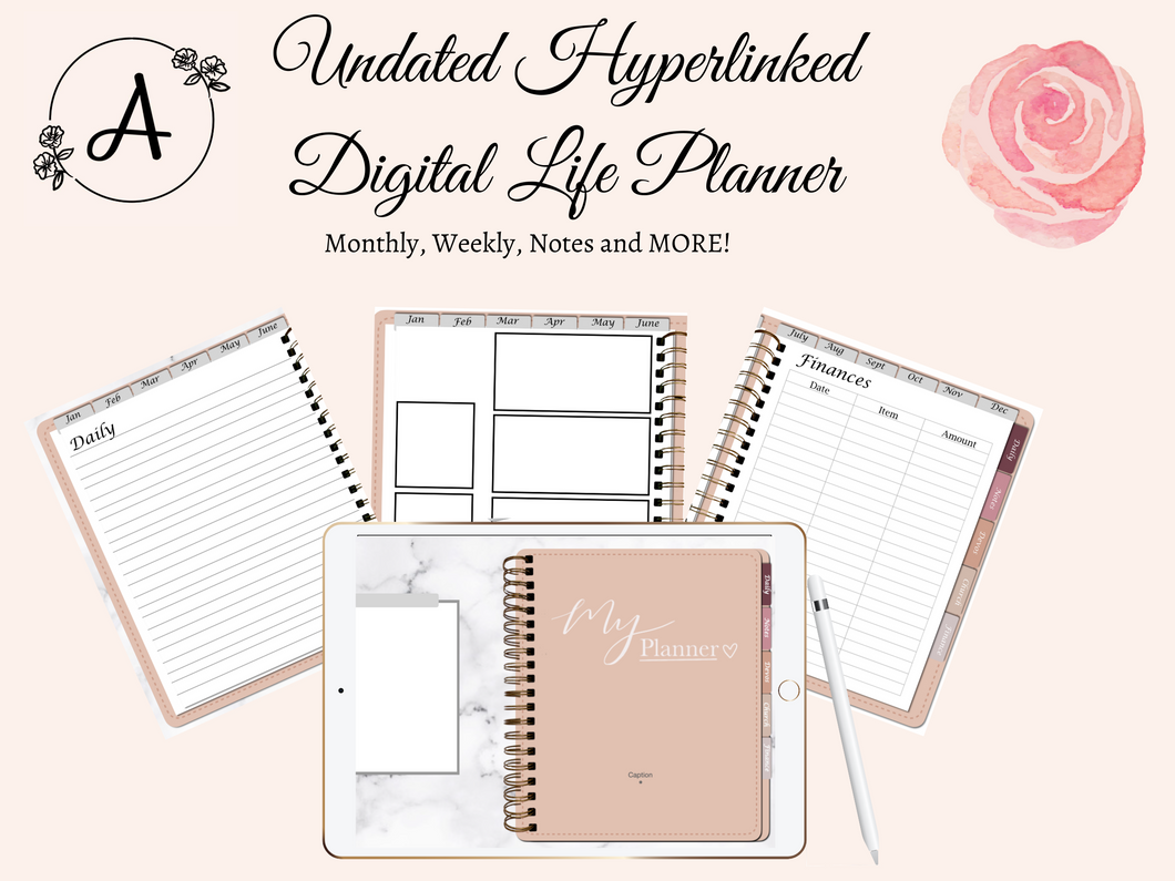 Undated Pink Digital Life Planner