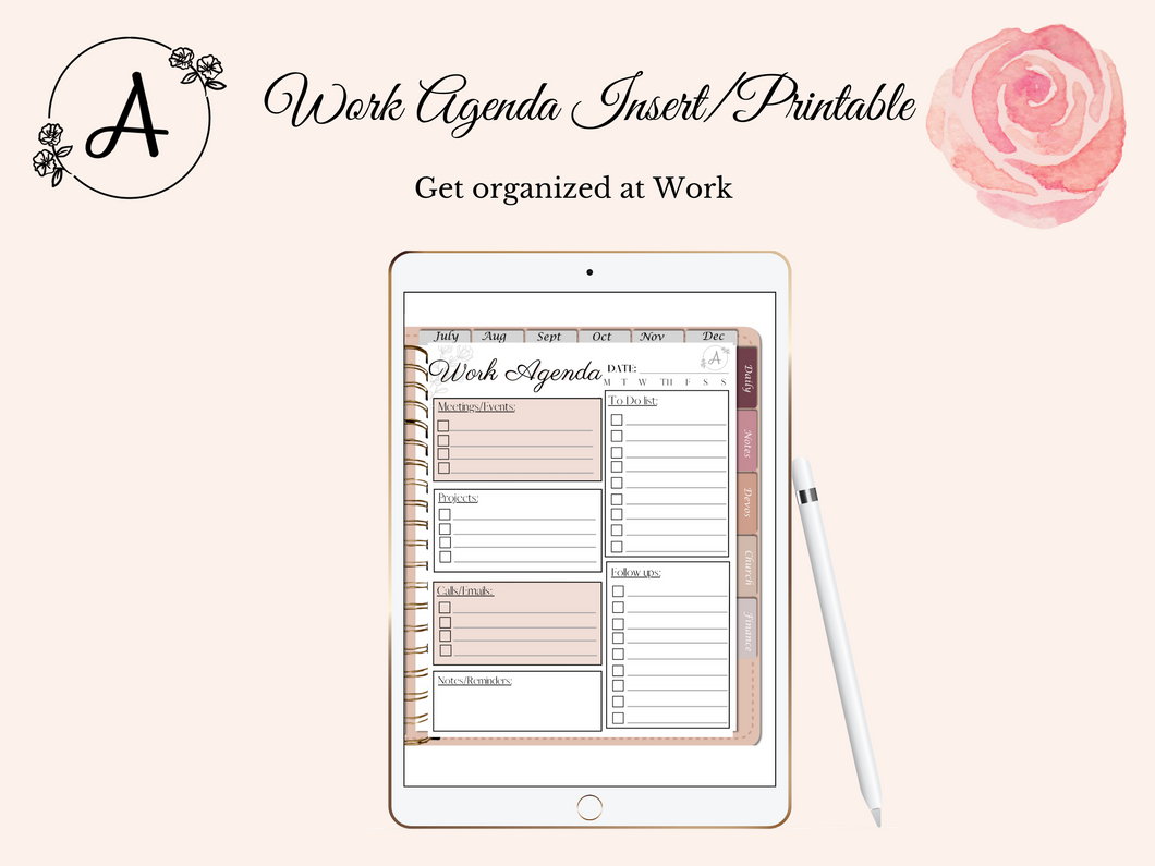 Work Agenda Digital Insert/Printable